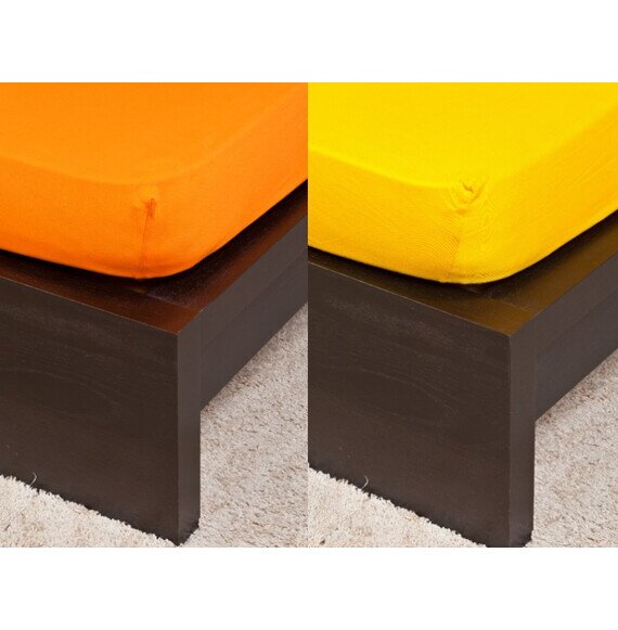 Pamut Jersey narancs színű gumis lepedő 160x200 cm