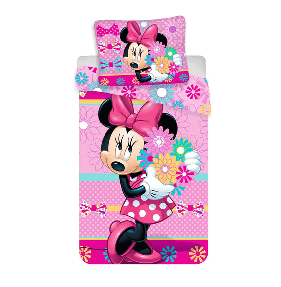 Disney Minnie egér virágokkal 2 részes pamut-vászon gyerek ágynemű