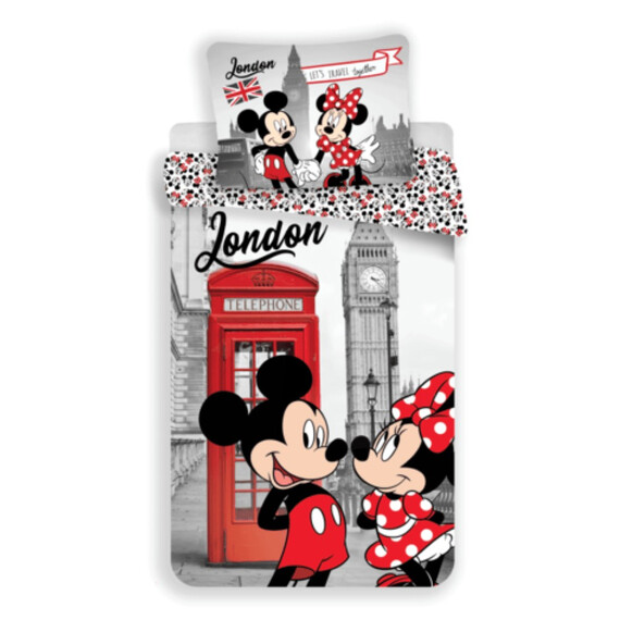 Minnie és Mickey egér Londonban 2 részes Disney pamut-vászon gyerek ágyneműhuzat